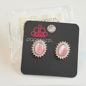 Paparazzi Pink and Silver Oval Earrings